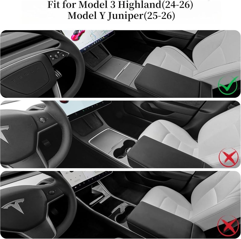 frani Center Console Armrest Cover Designed for Tesla Model 3 Highland 2024-2026 and Model Y Juniper 2026 Refresh,Non-Slip Designed with EZ Snap On Install-White - Image 2